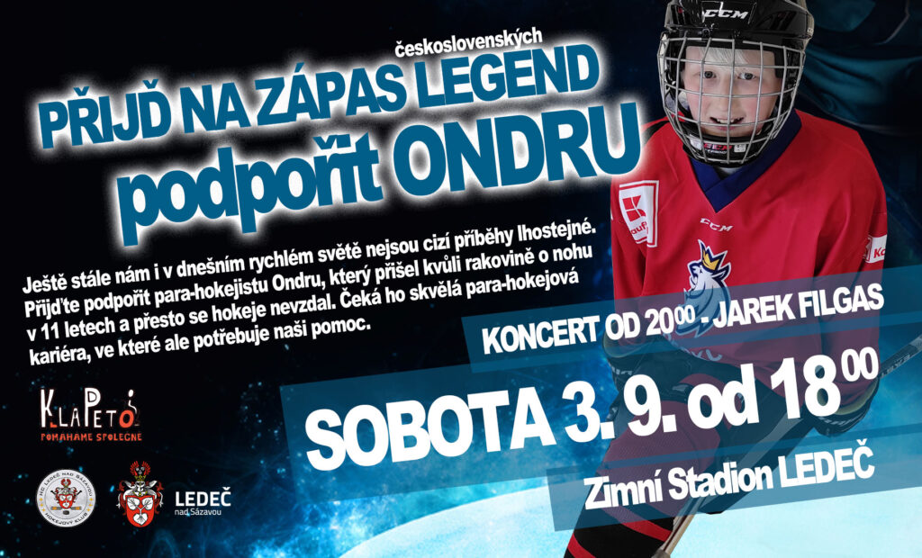 Hokejem proti rakovině: Benefiční zápas pro mladého parahokejistu Ondru z Ledče nad Sázavou